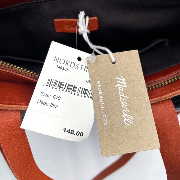 Madewell Small Transport Crossbody Tote Bag Brown Nubuck Leather Rainbow Strap - Picture 10 of 11